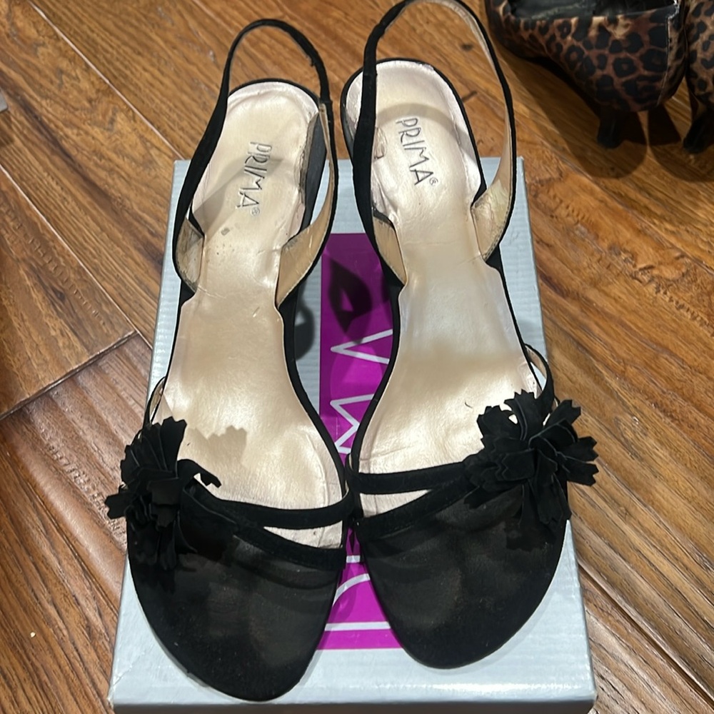 Black suede heels